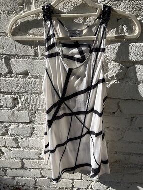 Vintage BEBE Black & White Going Out Tank